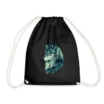 Majestätischer Wolf und Hirsch Natur Kunst - Turnbeutel - Schwarz - Vorne