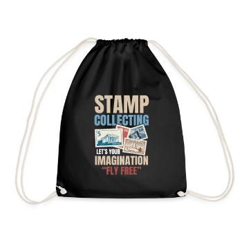 Stamp Collecting Let’s Your Imagination Fly Free - Turnbeutel - Schwarz - Vorne