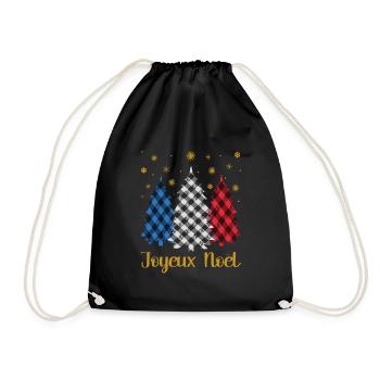 Joyeux Noël Französische Flagge Farbe Froher Weihnachtsbaum - Turnbeutel - Schwarz - Vorne