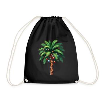 Festliche Weihnachten Palme Tropische Weihnacht - Turnbeutel - Schwarz - Vorne