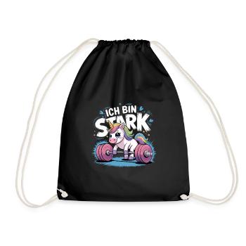 Einhorn Unicorn Ich Bin So Stark - Turnbeutel - Schwarz - Vorne