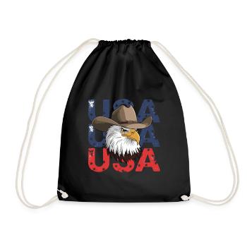 American USA Flag Eagle for Patriots - Drawstring Bag - black - Front
