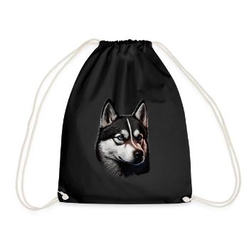 Husky Vintage Schlittenhunde Sibirischer Husky - Turnbeutel - Schwarz - Vorne