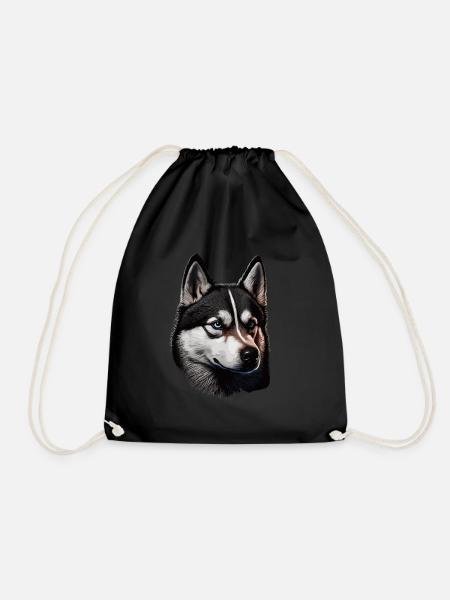 Husky Vintage Schlittenhunde Sibirischer Husky - Turnbeutel - Schwarz