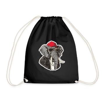 Lustiger Elefant mit Sonnenbrille für einen - Turnbeutel - Schwarz - Vorne