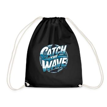 Catch the Wave für einen Surfer Wellenreiter - Turnbeutel - Schwarz - Vorne