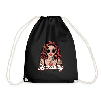 Cool Rockabilly Frau im Syle der 50er - Turnbeutel - Schwarz - Vorne
