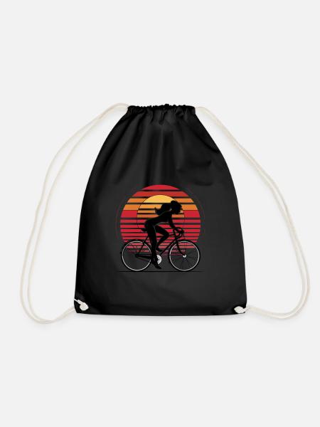 Fahrradfahrerin Sunset Fahrrad - Turnbeutel - Schwarz
