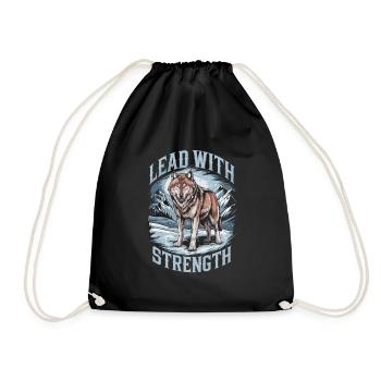 Lead with Strength Powerful Wolf Leadership Quote - Turnbeutel - Schwarz - Vorne