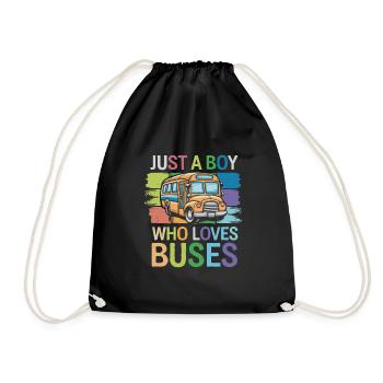 Just a Boy Who Loves Buses for Bus Lovers für - Turnbeutel - Schwarz - Vorne