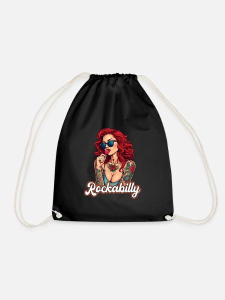 Cool Rockabilly Frau im Syle der 50er - Turnbeutel - Schwarz