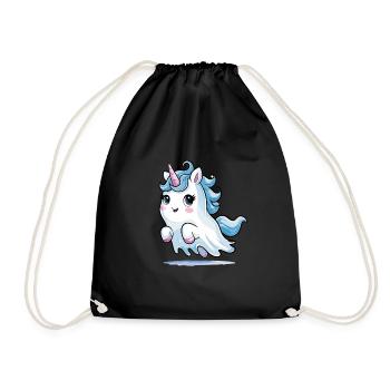 Ghost Unicorn Einhorn Geist Halloween Humor - Turnbeutel - Schwarz - Vorne