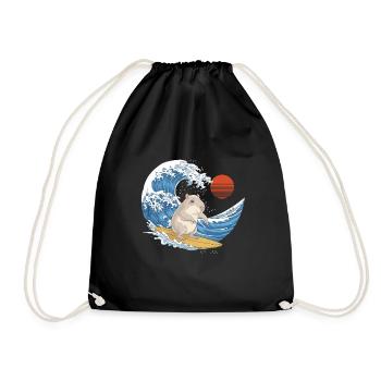 Capybara surfing the waves in summer - Drawstring Bag - black - Front