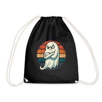 Grumpy Ghost Halloween motif for your fun - Drawstring Bag - black - Front