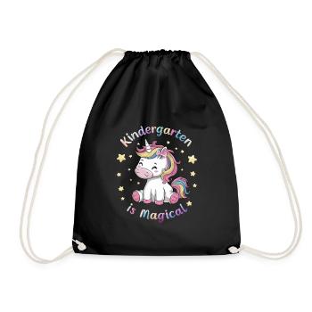 Kindergarten Ist Magisch Mit Einhorn Und Sternen - Turnbeutel - Schwarz - Vorne
