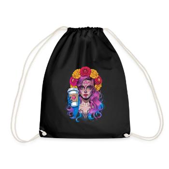 Dia de los Muertos Café avec Belle Femme de - Sac de sport léger - noir - Devant