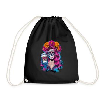 Dia de los Muertos Café avec Belle Femme de - Sac de sport léger - noir - Devant