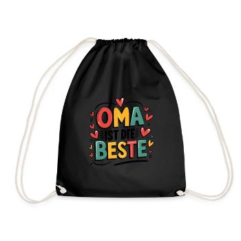 Oma Ist Die Beste Mit Herzmuster Für Großmütter - Turnbeutel - Schwarz - Vorne