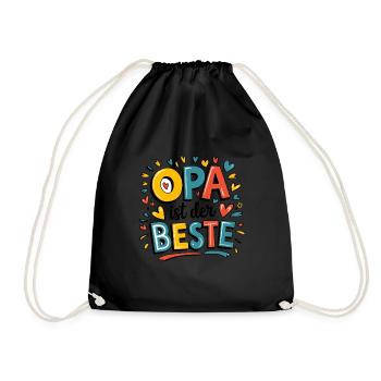 Grandpa is the best with hearts and colors for - Drawstring Bag - black - Front