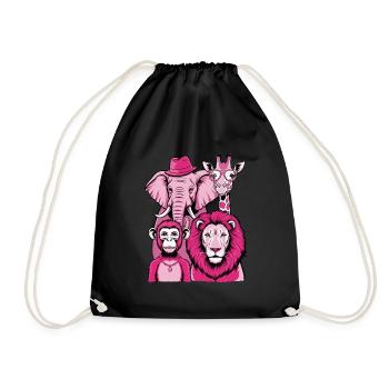 Éléphant Singe Lion Girafe en Rose Look avec Style - Sac de sport léger - noir - Devant