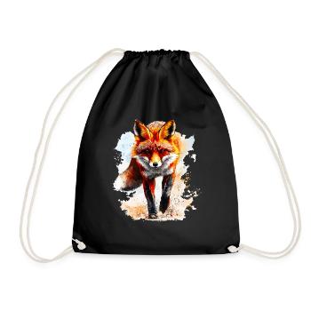 Red fox watercolor jeebeestyle - Drawstring Bag - black - Front