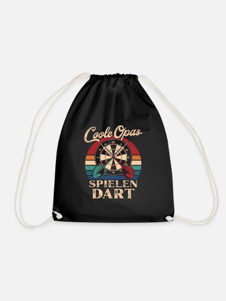 Coole Opas spielen Dart Retro Großvater - Turnbeutel - Schwarz