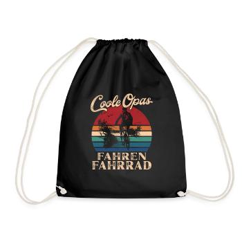 Cool Grandpas Riding Bicycle Retro Grandpa - Drawstring Bag - black - Front