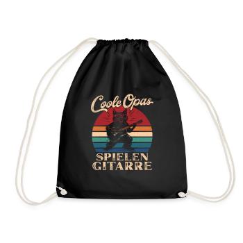 Cool Grandpas Playing Guitar Retro Grandpa - Drawstring Bag - black - Front