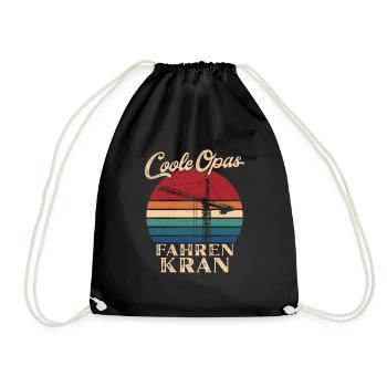Cool Grandpas Driving Crane Retro Grandpa - Drawstring Bag - black - Front