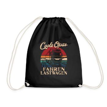 Cool Grandpas Driving Trucks Retro Grandpa - Drawstring Bag - black - Front