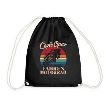 Cool Grandpas Riding Motorcycle Retro Grandpa - Drawstring Bag - black - Front