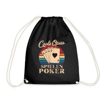 Cool Grandpas Playing Poker Retro Grandpa - Drawstring Bag - black - Front