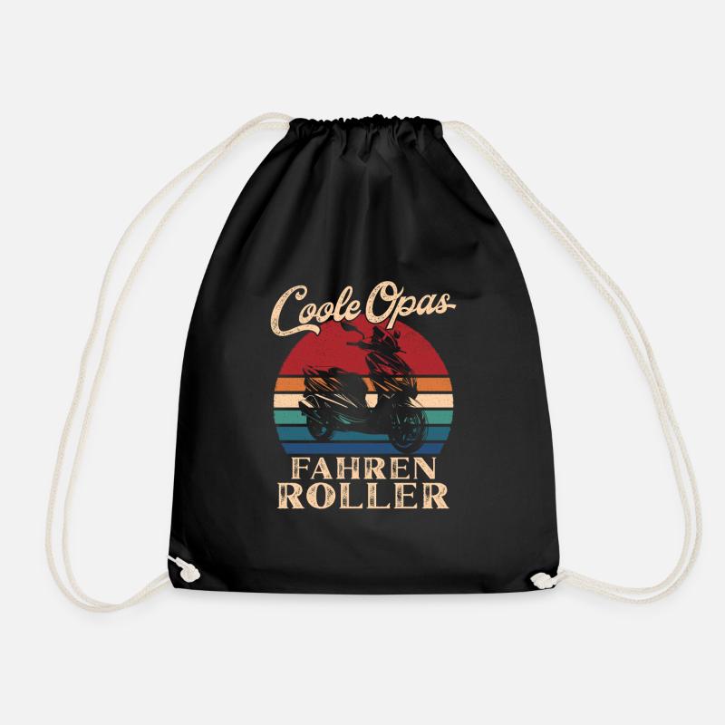 Coole Opas fahren Roller Retro Großvater - Turnbeutel - Schwarz