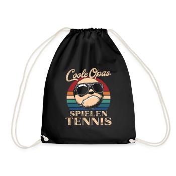 Cool Grandpas Playing Tennis Retro Grandpa - Drawstring Bag - black - Front