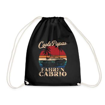 Cool Dads Driving Convertible Retro Dad Gift - Drawstring Bag - black - Front