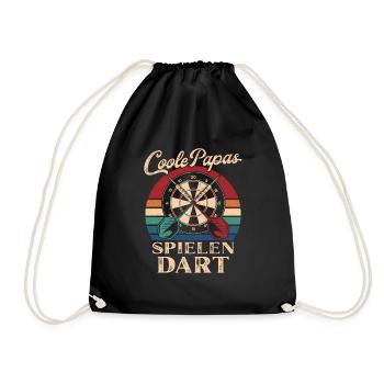 Cool Dads Play Darts Retro Dad Gift - Drawstring Bag - black - Front