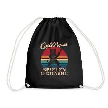 Cool Dads Playing Electric Guitar Retro Dad Gift - Drawstring Bag - black - Front
