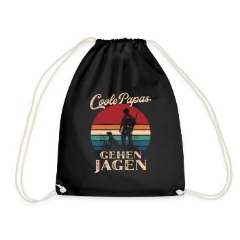 Cool Dads Go Hunting Retro Dad Gift - Drawstring Bag - black - Front