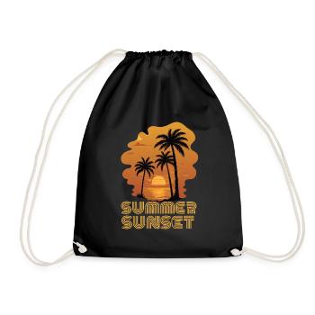 Summer Sunset at the Sea Beach with palm trees - Drawstring Bag - black - Front