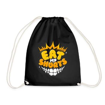 Eat my shorts funny short Video with Teeth mouth - Turnbeutel - Schwarz - Vorne