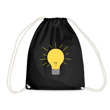 Glühbirne Leuchte Lampe Birne Licht Geschenk - Turnbeutel - Schwarz - Vorne