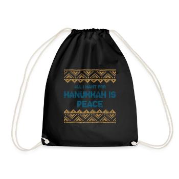 Ugly Hanukkah, Chanukkah, Lichterfest, Geschenk - Turnbeutel - Schwarz - Vorne