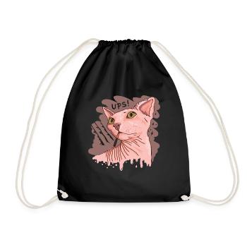Sphynx cat with cigarette - Drawstring Bag - black - Front