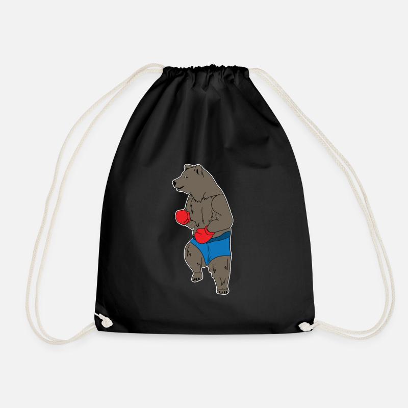Boxing bear - Drawstring Bag - black