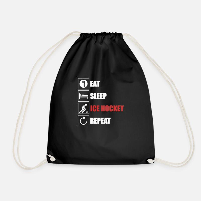 Ice Hockey T-Shirt & Gift - Drawstring Bag - black