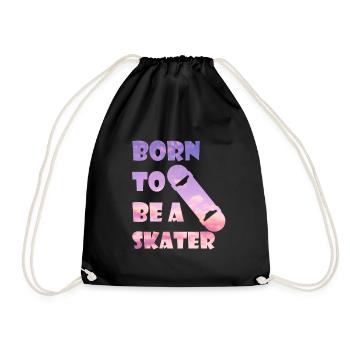 BORN TO SKATE T-Shirt & Gift - Drawstring Bag - black - Front