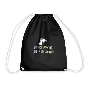 Funny Stewardess Saying & Pilot Gift - Drawstring Bag - black - Front