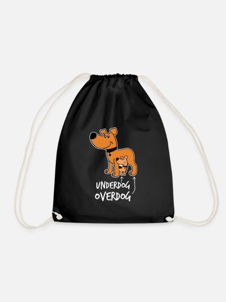 underdog overdog Hund dog Hundewelpen Geschenk - Turnbeutel - Schwarz