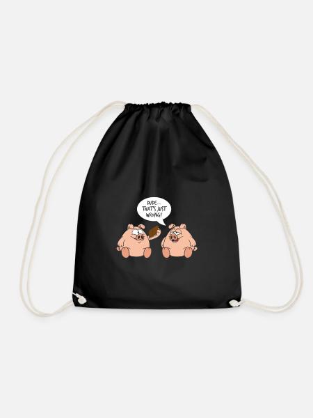 Schwein pig Spruch witzig spareribs Geschenk - Turnbeutel - Schwarz