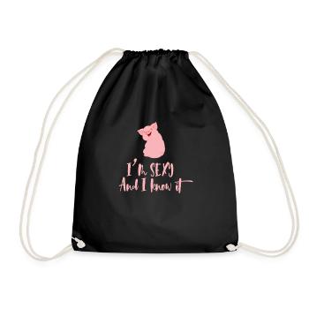 Sexy Schweinchen T-Shirt & Geschenk - Turnbeutel - Schwarz - Vorne
